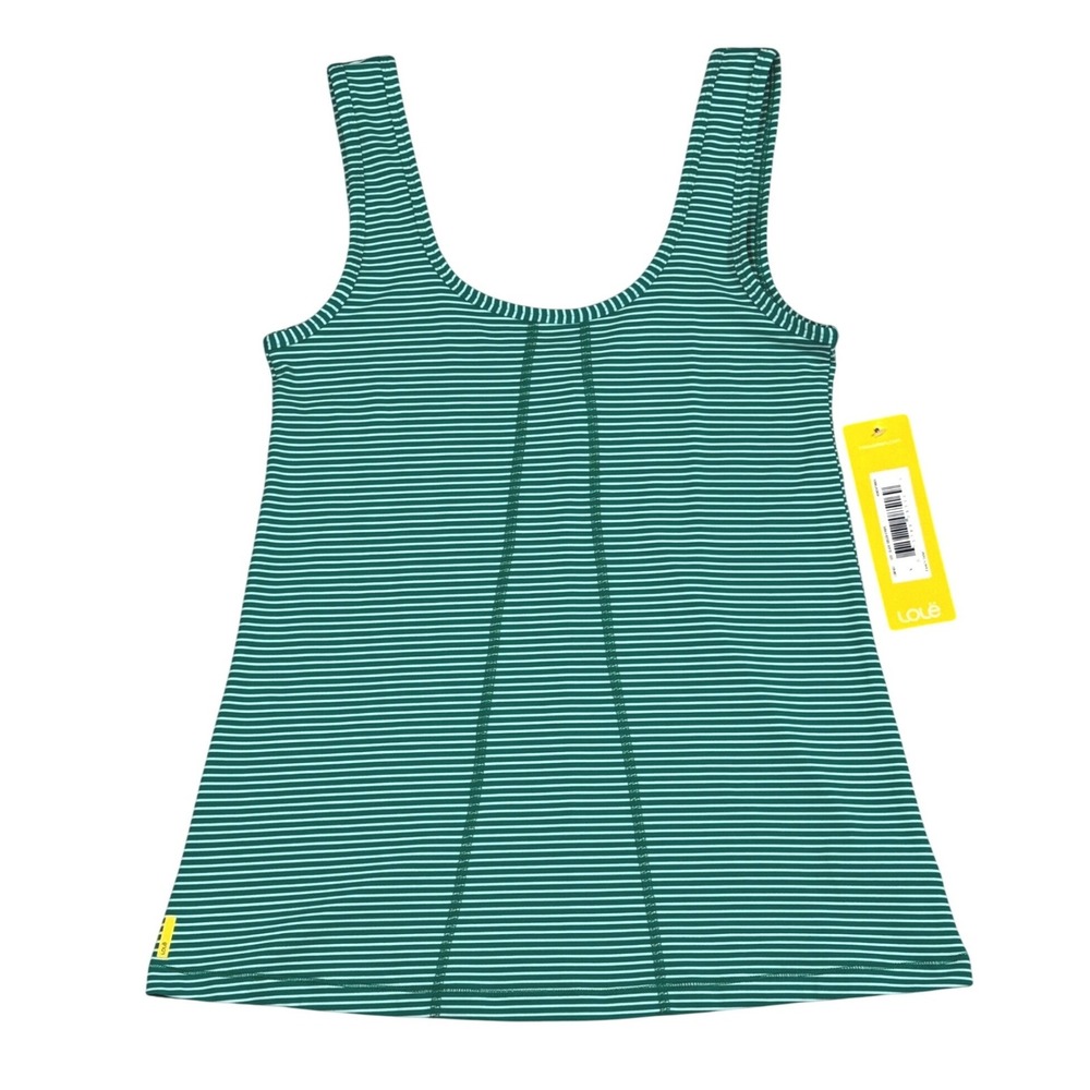 Lole Fancy Tank Glade Green Stripe Wicking UPF 50 Athletic Yoga Top Small NWT